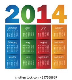 2014 year vector calendar for business wall calendar