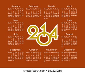   2014 year vector calendar (EPS 10)