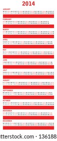 2014 year vector calendar with special design