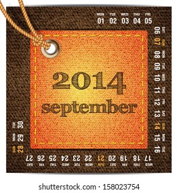2014 year vector calendar stylized jeans. September