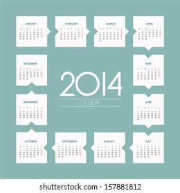 2014 year vector calendar - week starts on Monday