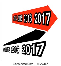 2014-2015-2016-2017. Two elements: increasing the red arrow and black growing up-right arrow. The "Higher and higher every year"