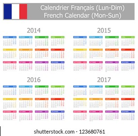 2014-2017 Type-1 French Calendar Mon-Sun