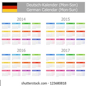 2014-2017 Type-1 German Calendar Mon-Sun