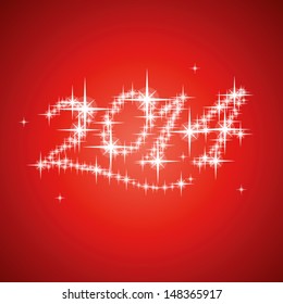 2014's New Year vector stars numbers composition red