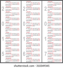2015; 2016; 2017 year calendars