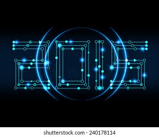 2015 Abstract Blue Light Technology Background Circuit Board Vector Illustration