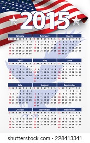 2015 American calendar - USA flag