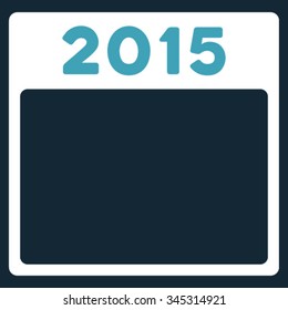 2015 Binder vector icon. Style is bicolor flat symbol, blue and white colors, rounded angles, dark blue background.