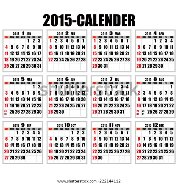 15 Calendar Stock Vector Royalty Free 15 Calendar Stock Vector Royalty Free