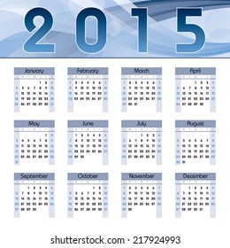 2015 Calendar. Abstract Vector Design.