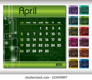 2015 Calendar. April.
