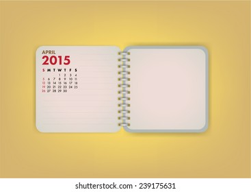 2015 Calendar April Notebook Design Vector