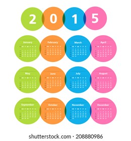 2015 Calendar in circles, vector eps10 illustration