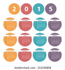 2015 Calendar in circles, vector eps10 illustration