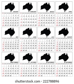 A 2015 Calendar with the country of Australia