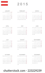 A 2015 Calendar with the country of Austria