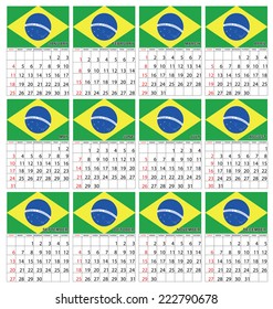 A 2015 Calendar with the country of Brazil