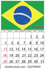 A 2015 Calendar with the country of Brazil - January