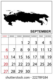 A 2015 Calendar with the country of Russia - September