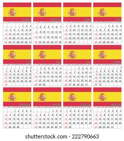 A 2015 Calendar with the country of Spain