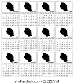 A 2015 Calendar with the country of Tanzania
