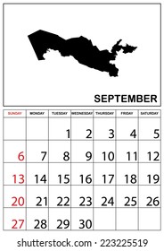 A 2015 Calendar with the country of Uzbekistan