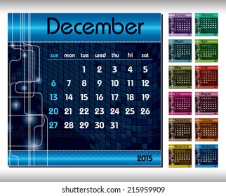 2015 Calendar. December.