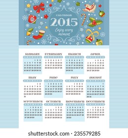 2015 calendar with decoration elements vector illustration