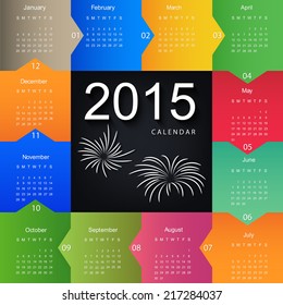 2015 Calendar Design Template - Week Start With Sunday