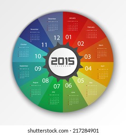 2015 Calendar Design Template - Week Start With Sunday