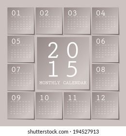 2015 Calendar / 2015 calendar design / 2015 calendar vertical - week starts with sunday 