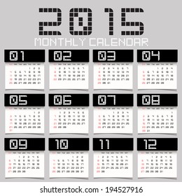 2015 Calendar / 2015 calendar design / 2015 calendar vertical - week starts with sunday 