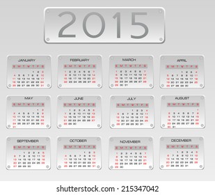  2015 calendar design / 2015 calendar vertical - week starts with sunday