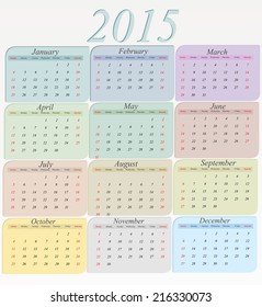 2015 calendar design / 2015 calendar vertical - week starts with sunday