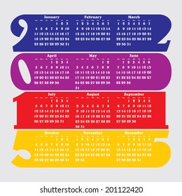 Calendario 2015 con números planos y sombras largas - ilustración vectorial