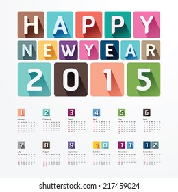 2015 Calendar / 2015  Happy new year. Calendar  design. creative paper fonts style