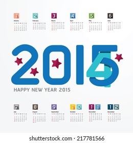 2015 Calendar / 2015  Happy new year. Calendar  design. creative paper fonts style