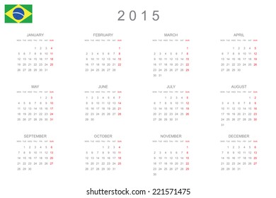 A 2015 Calendar isolated on white background