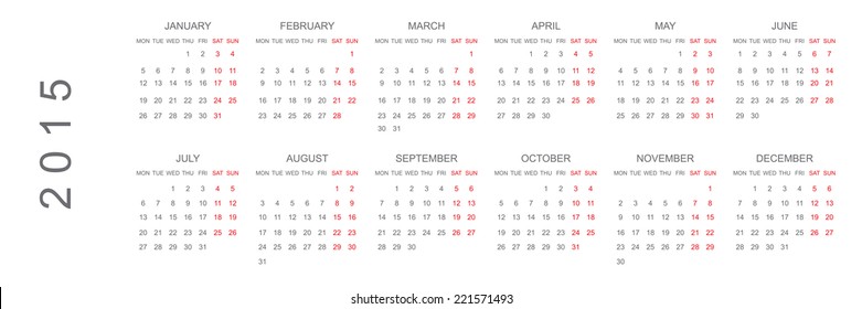 A 2015 Calendar isolated on white background