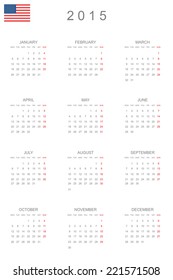 A 2015 Calendar isolated on white background