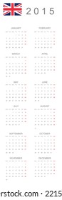 A 2015 Calendar isolated on white background