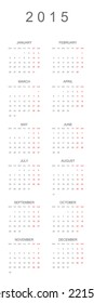 A 2015 Calendar isolated on white background