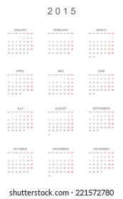 A 2015 Calendar isolated on white background