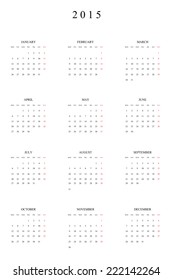A 2015 Calendar isolated on white background