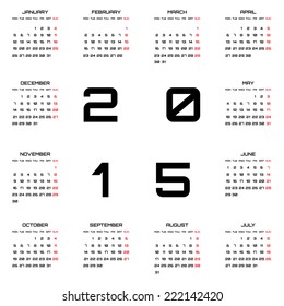A 2015 Calendar isolated on white background