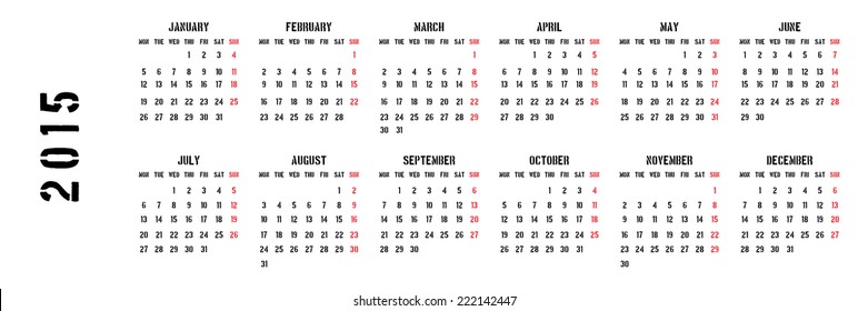 A 2015 Calendar isolated on white background