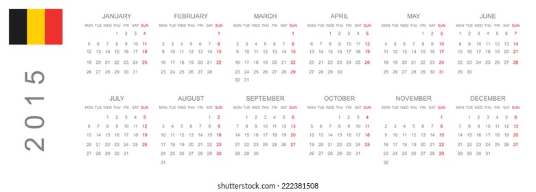 2015 Calendar isolated on white background