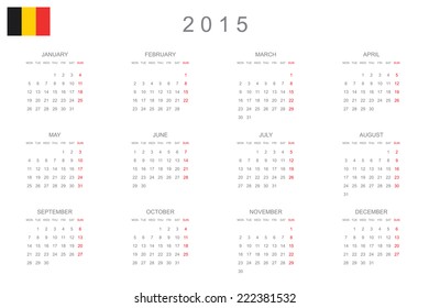 2015 Calendar isolated on white background