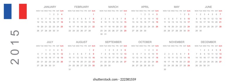 2015 Calendar isolated on white background